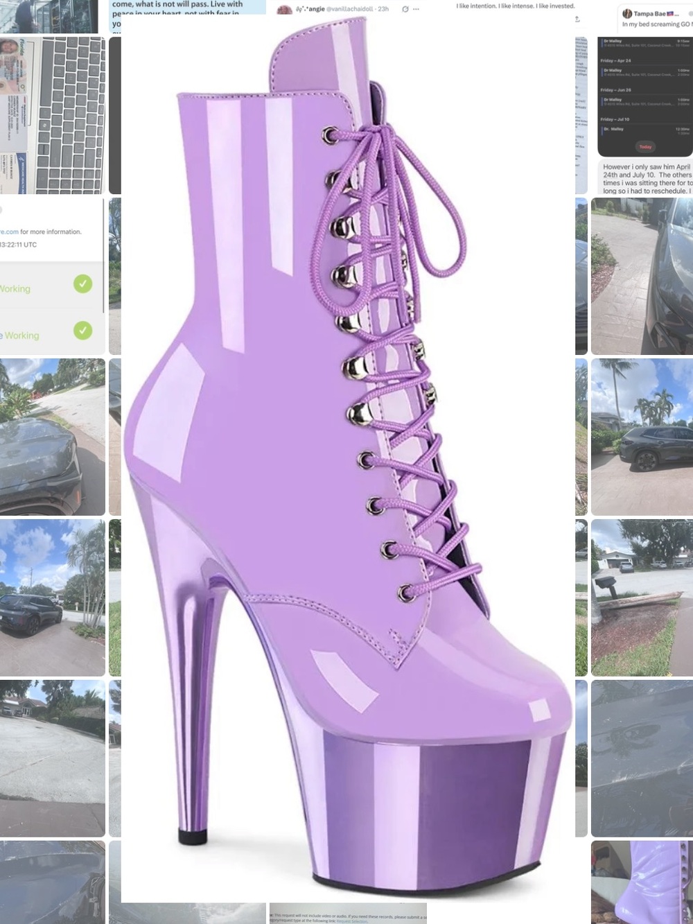 Pleaser Lilac Purple Chrome boots size 8